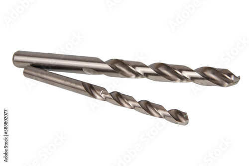 Drill bit. Stainless steel drill bit on a white background (with clipping path).