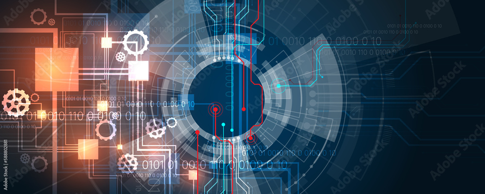 Obraz premium Abstract hi-tech technology security information network circuit board background image