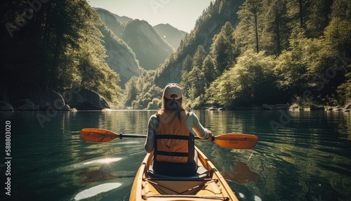 Photo A person enjoying an eco-friendly activity, such as kayaking or hiking, with a focus on the importance of preserving natural habitats