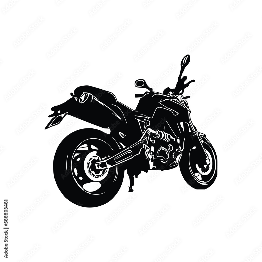 Fototapeta premium Motorcycle silhouette Vector. Flat style. Side view, illustration