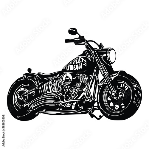 Motorcycle silhouette Vector. Flat style. Side view, illustration