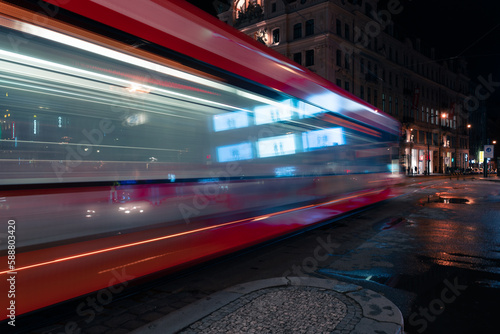 trem passing at night