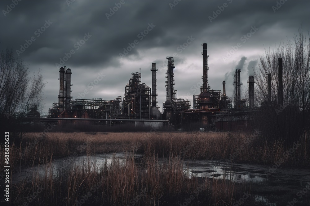 factory with smoky chimneys factory with smoky chimneys