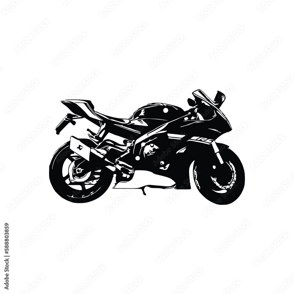 Obraz premium Motorcycle silhouette Vector. Flat style. Side view, illustration