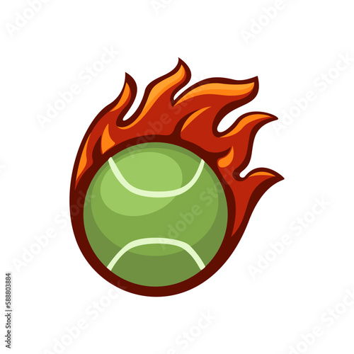 Tennis Ball Fire Sport Mascot Logo Symbol cartoon illustration vector
