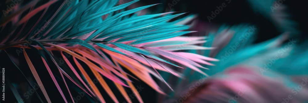 abstract background with leaves of exotic plants. Nature concept. generative AI abstract background with leaves of exotic plants. Nature concept. generative AI