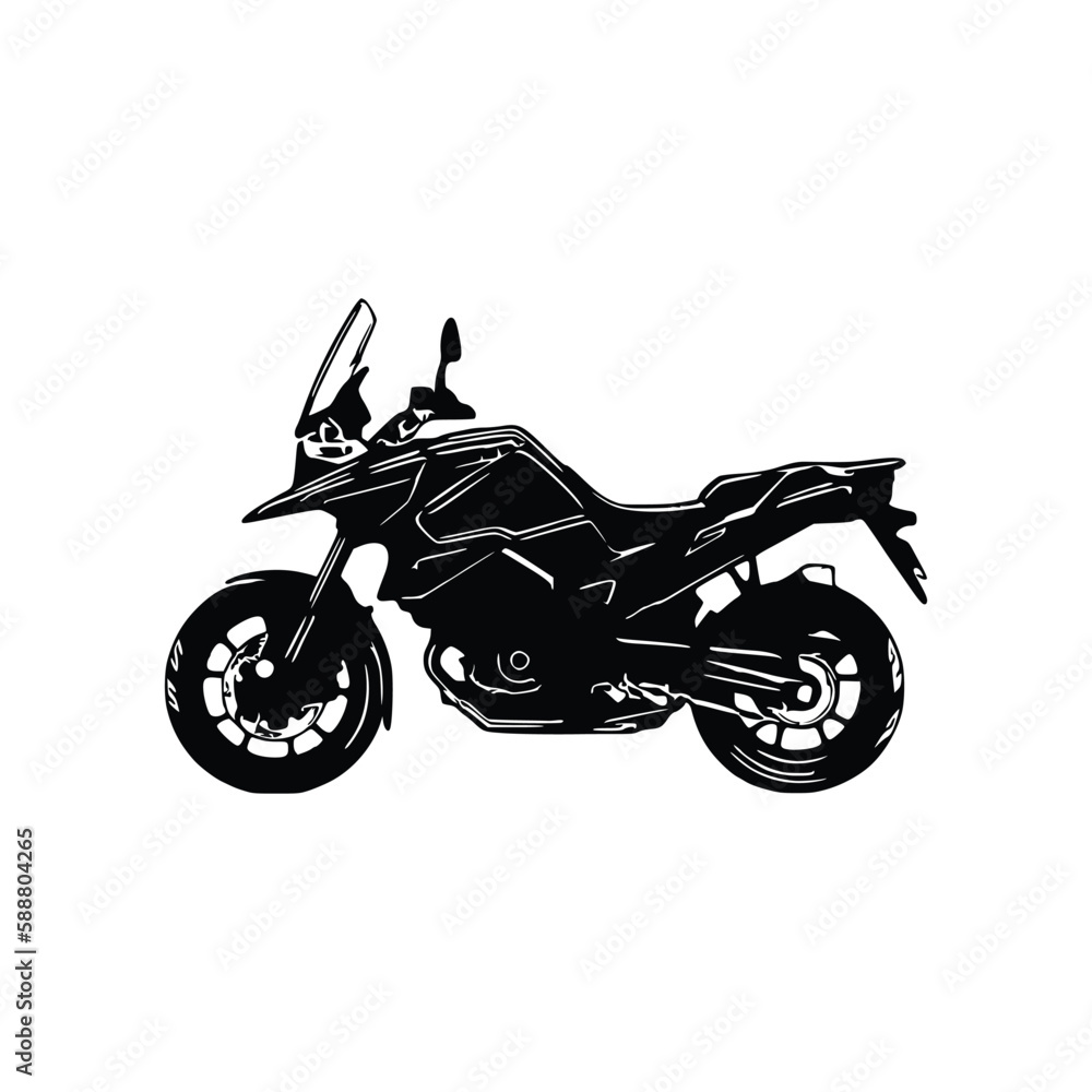 Obraz premium Motorcycle silhouette Vector. Flat style. Side view, illustration