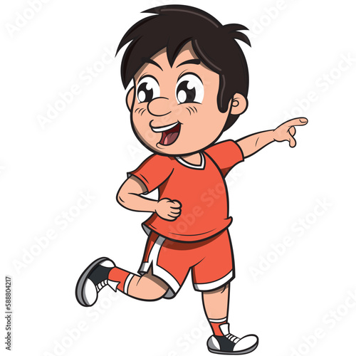 Dibujo vectorial sin fondo de un niño jugando futbol