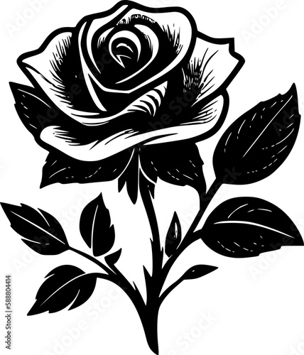Rose - Black and White Isolated Icon - Vector illustration