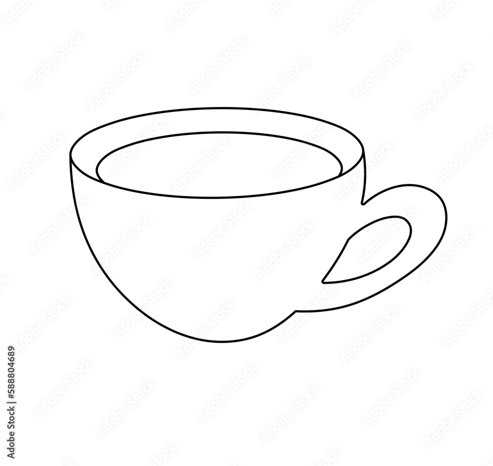 Vector isolated one single simplest small tea cup colorless black and white contour line easy drawing Vector isolated one single simplest small tea cup colorless black and white contour line easy drawing