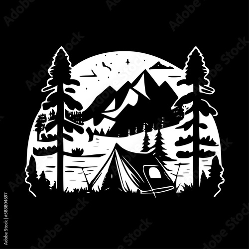 Camp | Minimalist and Simple Silhouette - Vector illustration