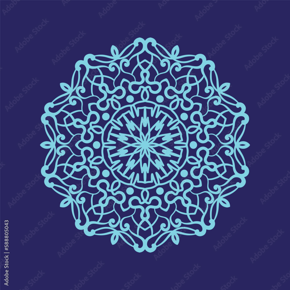 Circular mandala for Henna, Mehndi, tattoo, decoration. Decorative ornament in ethnic oriental style. Coloring book page. Islamic mandala design.