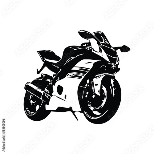 Motorcycle silhouette Vector. Flat style. Side view  illustration