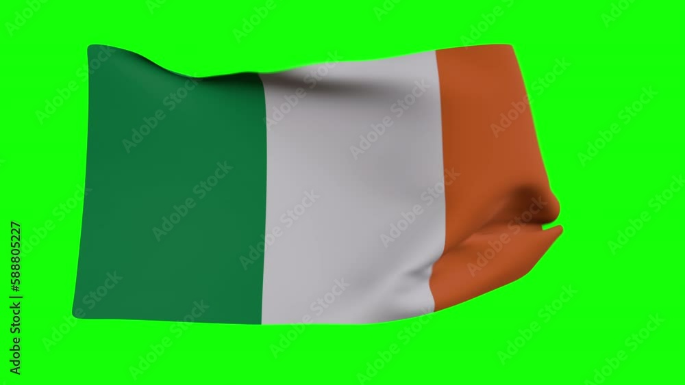 Ireland flag wawing in the wind (greenscreen, black and luma matte)
Ireland flag wawing in the wind (greenscreen, black and luma matte)
