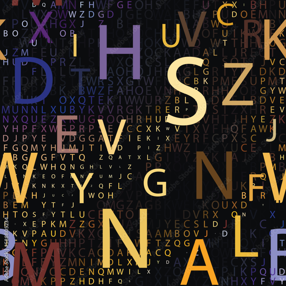 Gold letters seamless pattern. Matrix style modern abc background ...