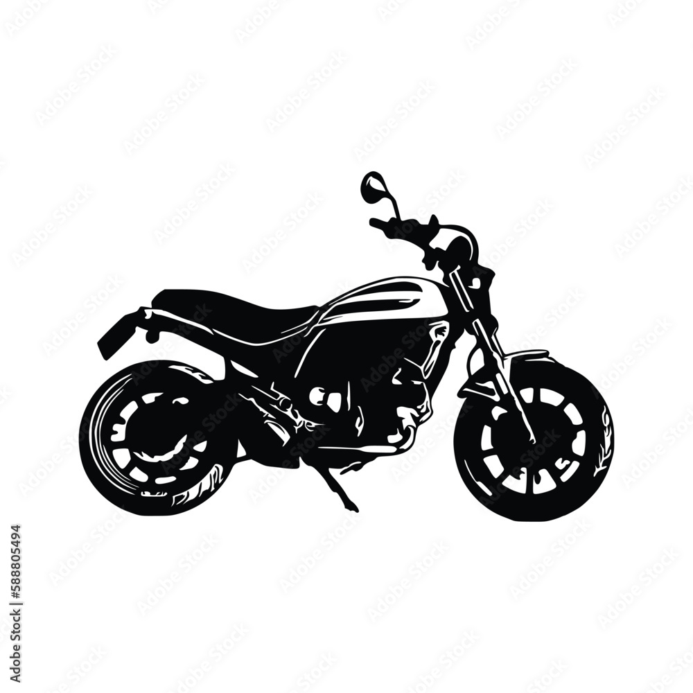 Fototapeta premium Motorcycle silhouette Vector. Flat style. Side view, illustration