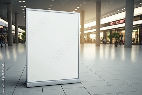 Public shopping center mall or business center advertisement board space. Generative AI.