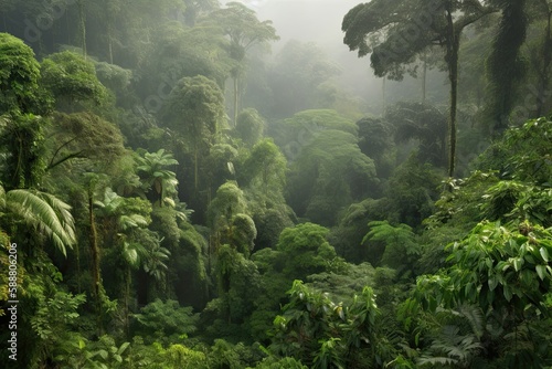 Rainforest is one of the most biodiverse ecosystems on the planet. Generative AI © Kanisorn