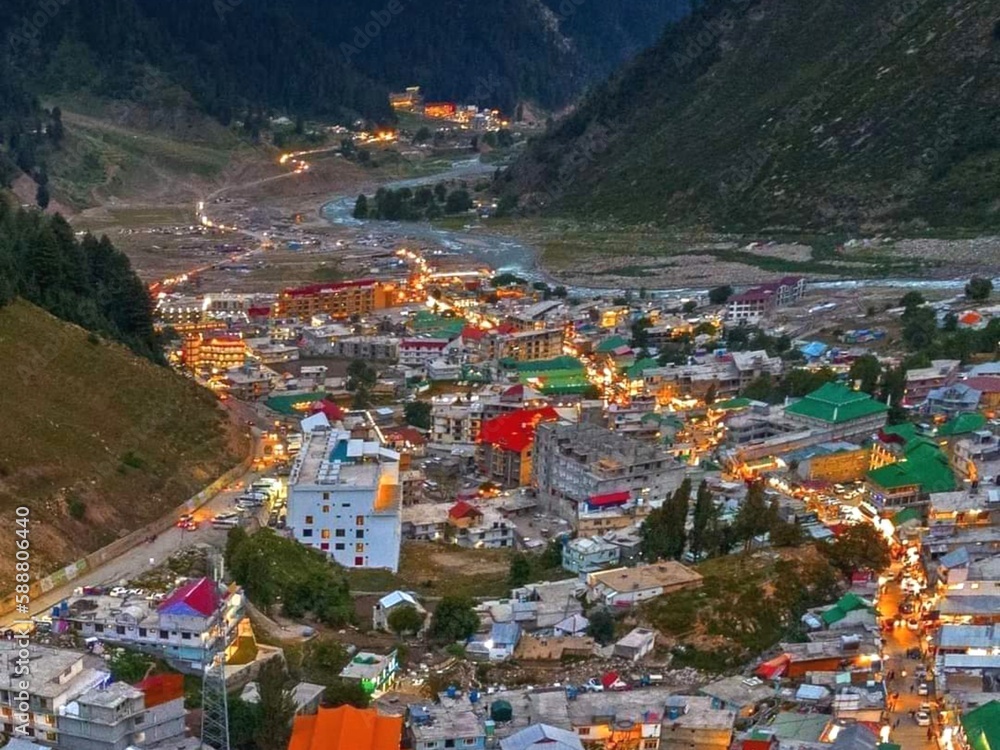 Naran Kaghan night view from the top of the mountain Naran Kaghan night view from the top of the mountain