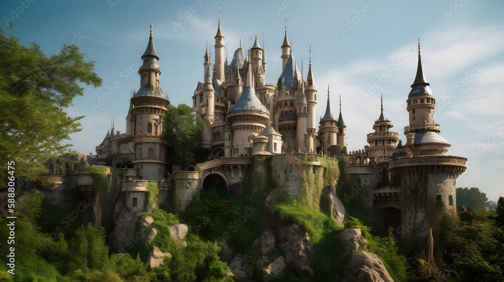 AI Generated art of fantasy castles in fairylands