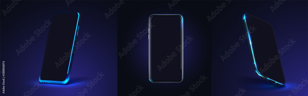 Smartphone hangs in the air. Realistic phone with blank screen. Smartphone perspective view with blank screen. Vector Smartphone hangs in the air. Realistic phone with blank screen. Smartphone perspective view with blank screen. Vector