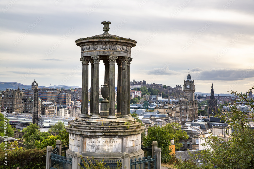 Aerial view of the city of Edinburgh from Calton Hill