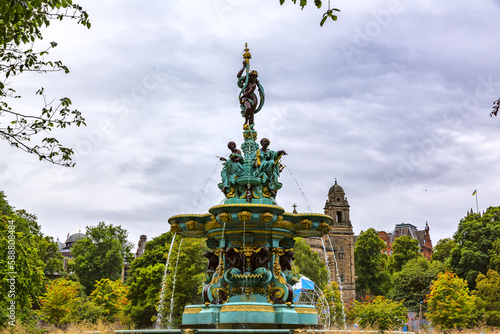 Beautiful view of the Princess Garden in Edinburgh photo