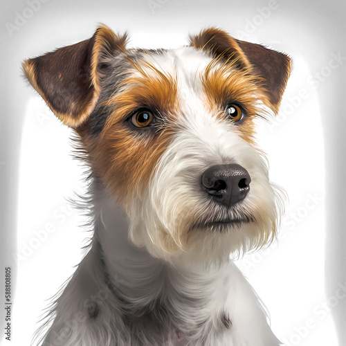 portrait of a Aridale Terrie in front of a white background. AI generated Art