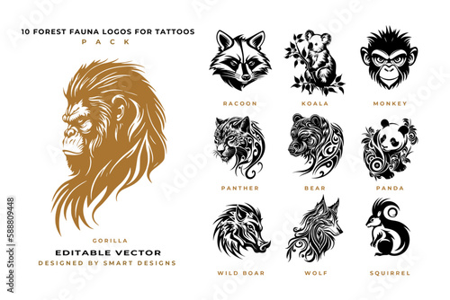Forest Fauna Logos for Tattoos Pack x10