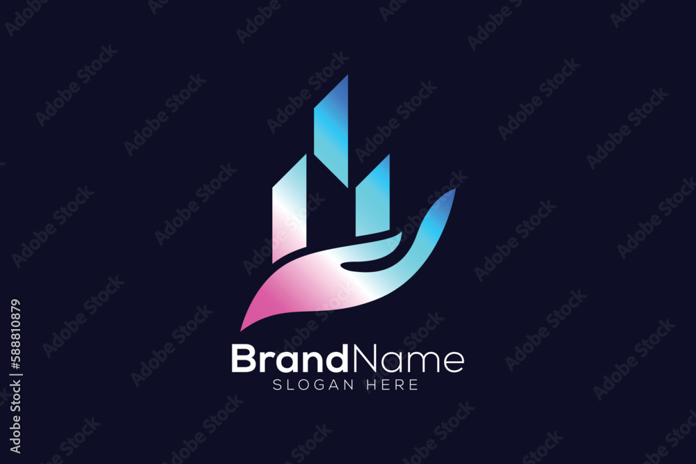 Real estate colorful building logo design template Real estate colorful building logo design template