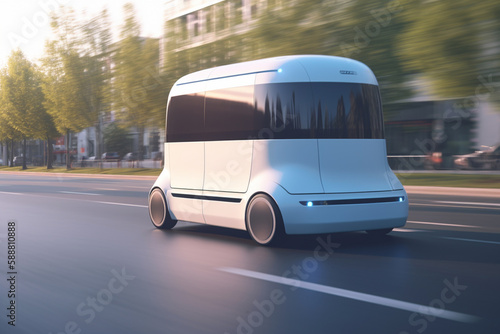 Autonomous Delivery Van: AI-Driven Concept Illustration