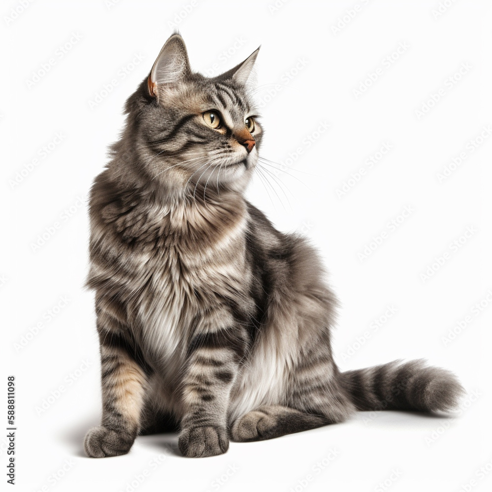 Obraz premium cat on a white background сгенерирована искусственным интеллектом 