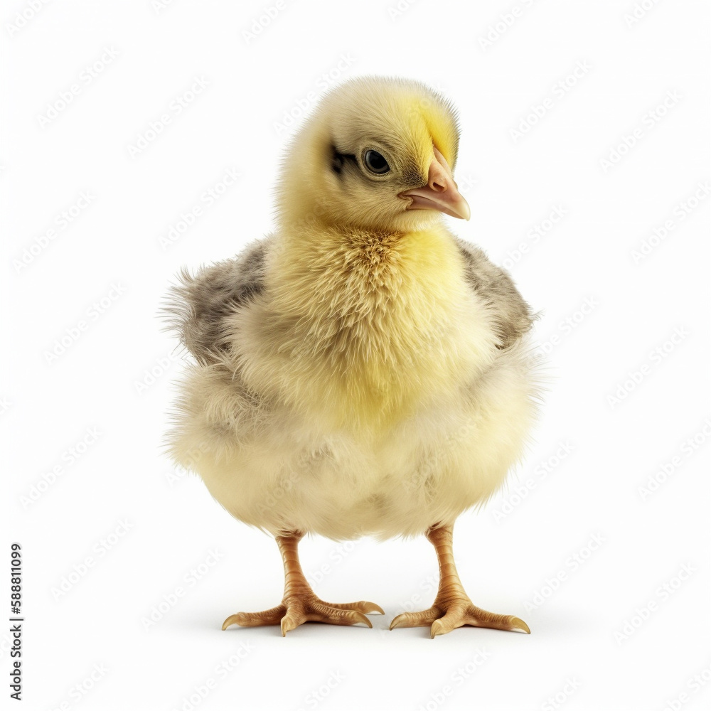 Obraz premium цыпленок на белом фоне сгенерирована искусственным интеллектом 