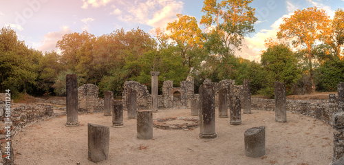 Remains of the baptistery, Butrint, archaeological site in Albania photo