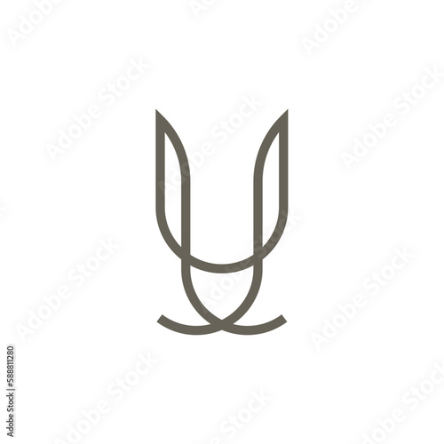 line rabbit logo bunny vector icon