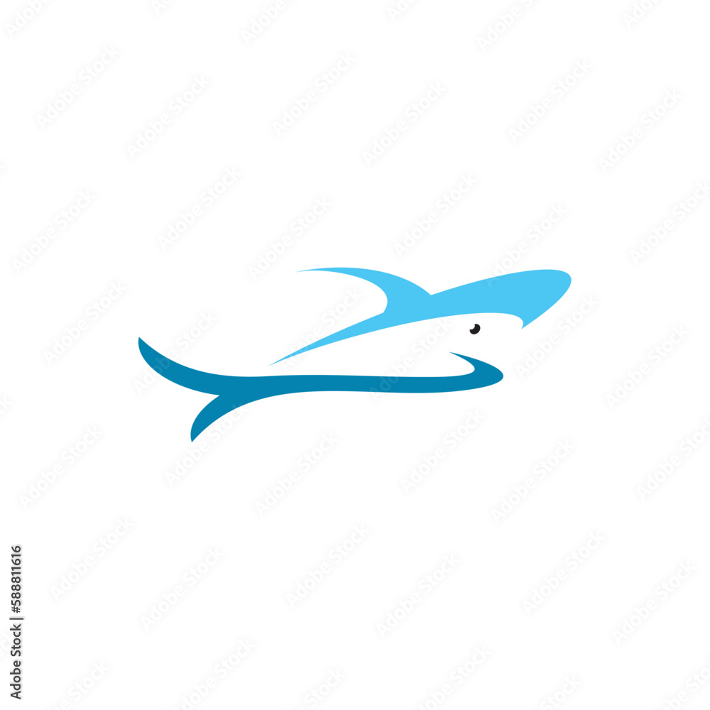 shark stylized logo vector icon