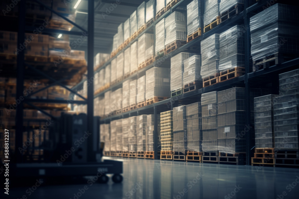 AI-optimized Warehouse: Illustration of an Intelligent, Self-Organizing Distribution Center AI-optimized Warehouse: Illustration of an Intelligent, Self-Organizing Distribution Center
