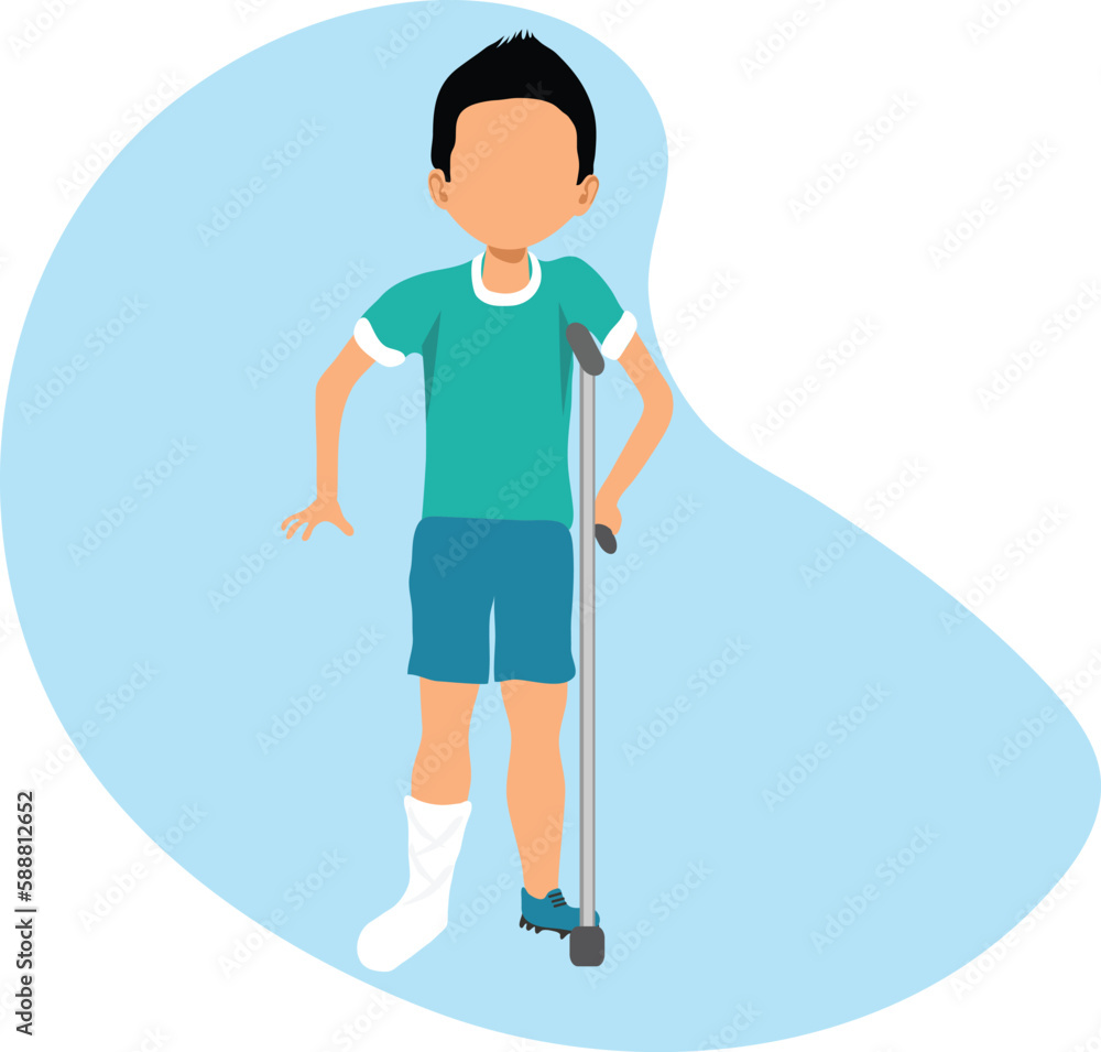 A Boy With A Broken Leg A Boy With Injuries Fracture Or Dislocation Of