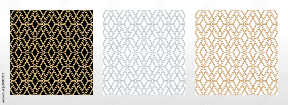 Set of abstract geometric patterns. Seamless vector backgrounds. Colored ornaments Graphic modern patterns Simple lattice graphic design Set of abstract geometric patterns. Seamless vector backgrounds. Colored ornaments Graphic modern patterns Simple lattice graphic design