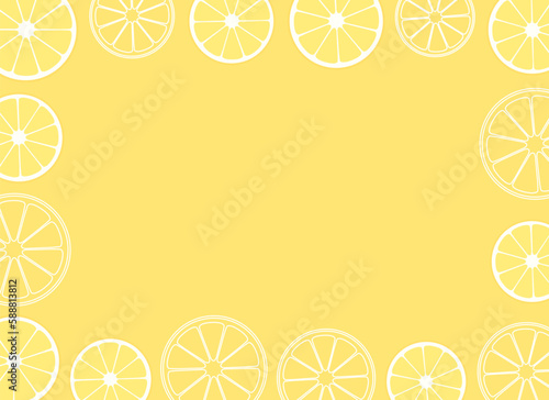 Banner frame lemon slices on a yellow background vector illustration