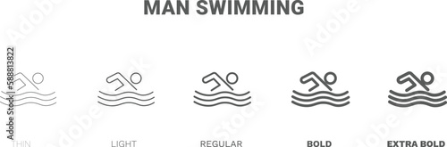 man swimming icon. Thin, regular, bold and more style man swimming icon from Fitness and Gym collection. Editable man swimming symbol can be used web and mobile