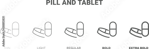pill and tablet icon. Thin, regular, bold and more style pill and tablet icon from Fitness and Gym collection. Editable pill and tablet symbol can be used web and mobile