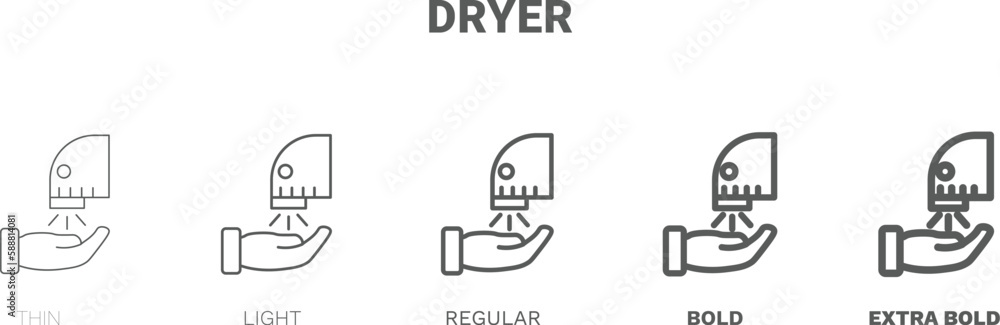 dryer icon. Thin, regular, bold and more style dryer icon from Hygiene and Sanitation collection. Editable dryer symbol can be used web and mobile