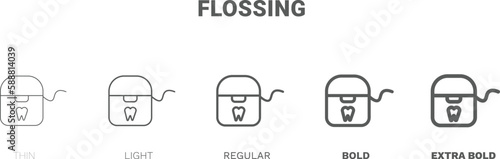 flossing icon. Thin, regular, bold and more style flossing icon from Hygiene and Sanitation collection. Editable flossing symbol can be used web and mobile