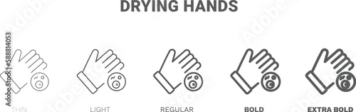 drying hands icon. Thin, regular, bold and more style drying hands icon from Hygiene and Sanitation collection. Editable drying hands symbol can be used web and mobile