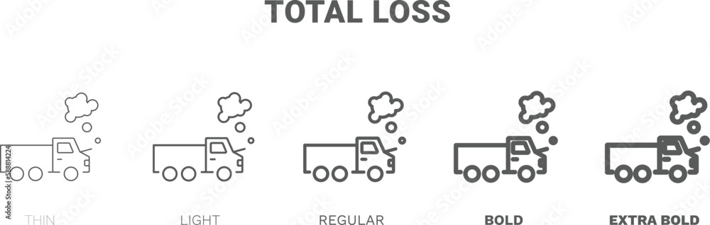 total loss icon. Thin, regular, bold and more total loss icon from Insurance and Coverage collection. Editable total loss symbol can be used web and mobile