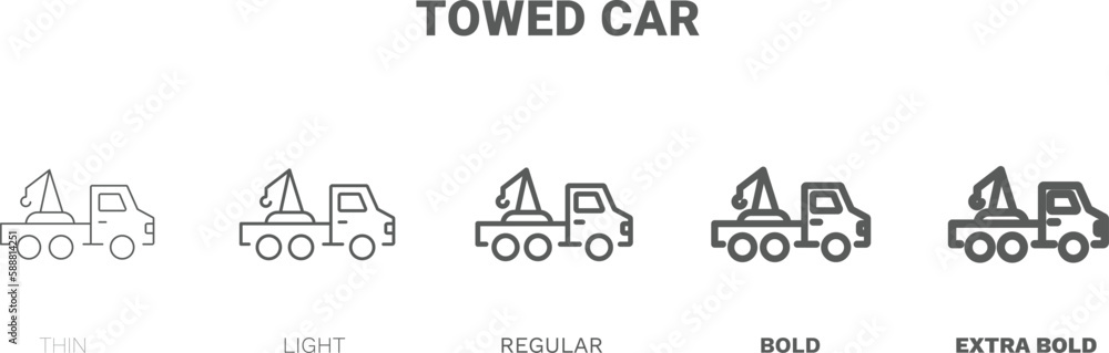 towed car icon. Thin, regular, bold and more towed car icon from Insurance and Coverage collection. Editable towed car symbol can be used web and mobile towed car icon. Thin, regular, bold and more towed car icon from Insurance and Coverage collection. Editable towed car symbol can be used web and mobile