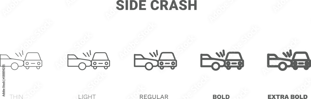 side crash icon. Thin, regular, bold and more side crash icon from Insurance and Coverage collection. Editable side crash symbol can be used web and mobile