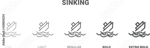 sinking icon. Thin, regular, bold and more sinking icon from Insurance and Coverage collection. Editable sinking symbol can be used web and mobile