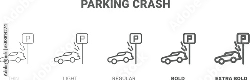 parking crash icon. Thin, regular, bold and more parking crash icon from Insurance and Coverage collection. Editable parking crash symbol can be used web and mobile